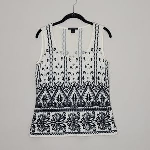 ST. JOHN BLACK WHITE SWEATER TANK